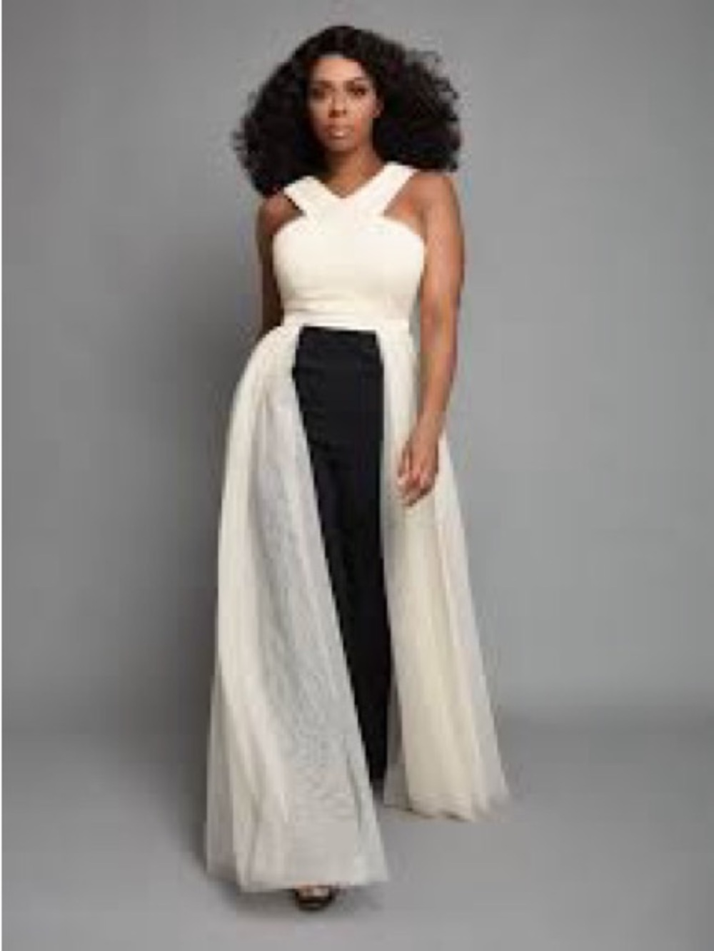 BCBG tulle overlay jumpsuit size L